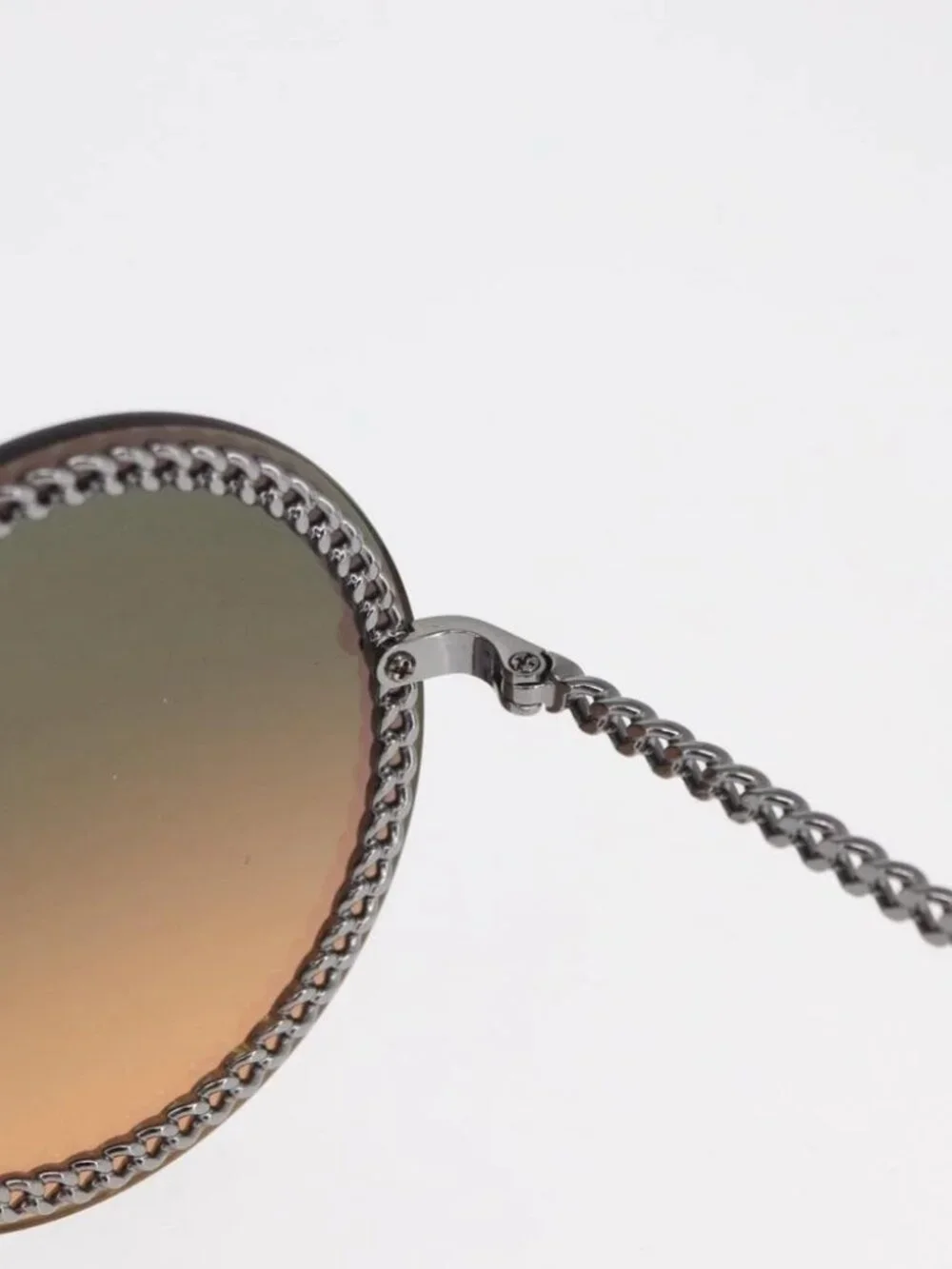 CHANEL Chain Sunglasses metal Brown CC Auth 165927SM